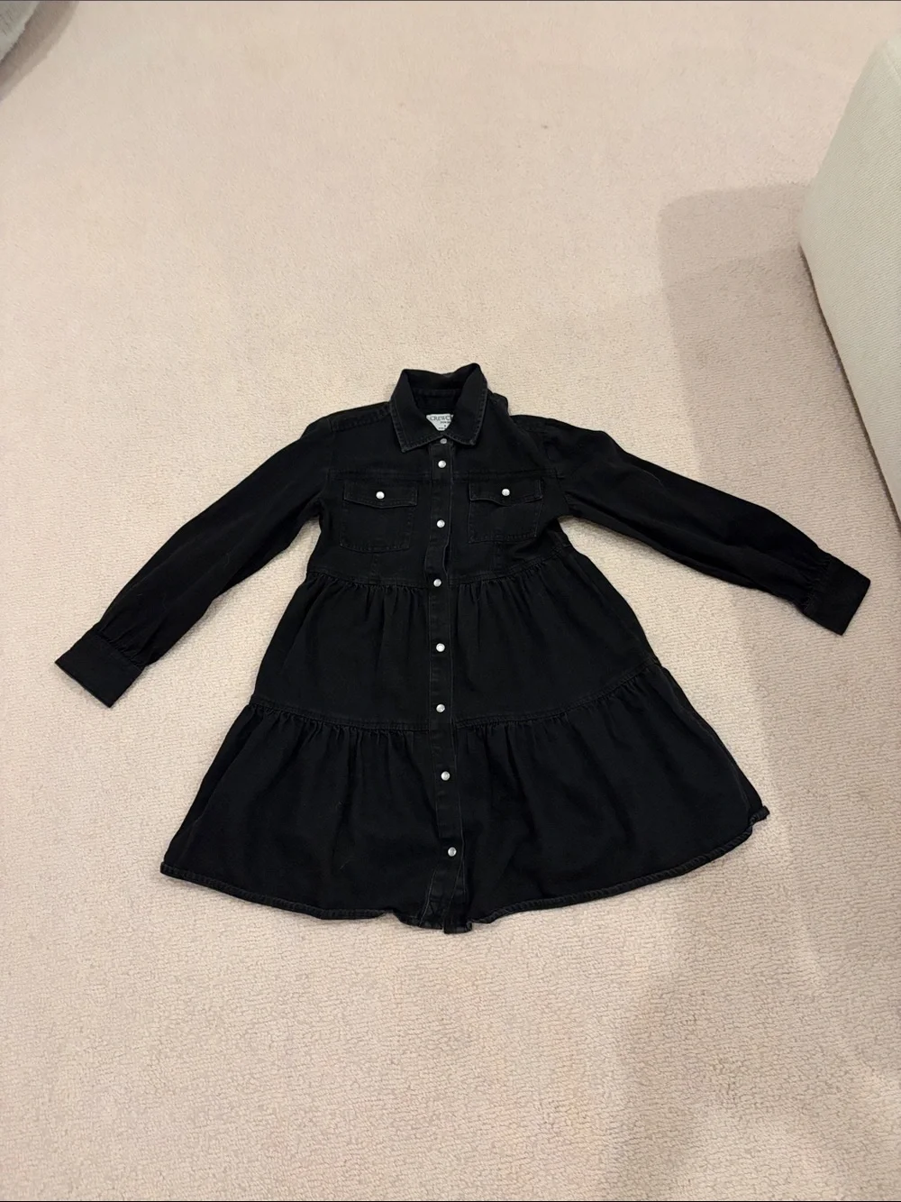 Crewcuts Black Tiered Button-Front Dress